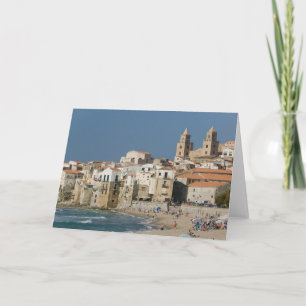 Tarjeta Italia, Sicilia, Cefalu, Vista de la ciudad con el