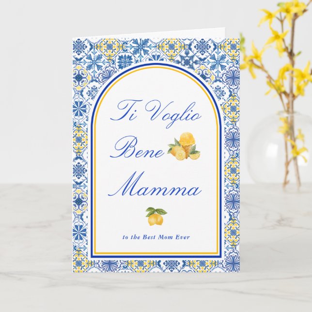 Tarjeta Italian Mom I Love You Mamma Mother’s Day Card (flor amarilla)