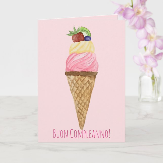 Tarjeta italiana de crema de hielo de color acuáti (Orquídea)