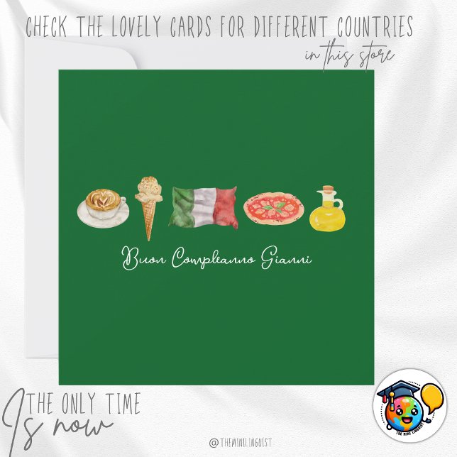 Tarjeta italiana de cumpleaños feliz, tarjeta Buon (Subido por el creador)