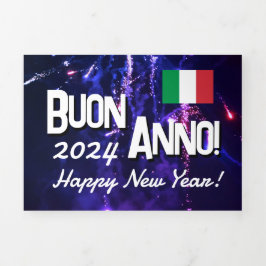 Tarjeta italiana de feliz año nuevo con calendario