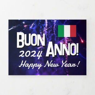 Tarjeta italiana de feliz año nuevo con calendario