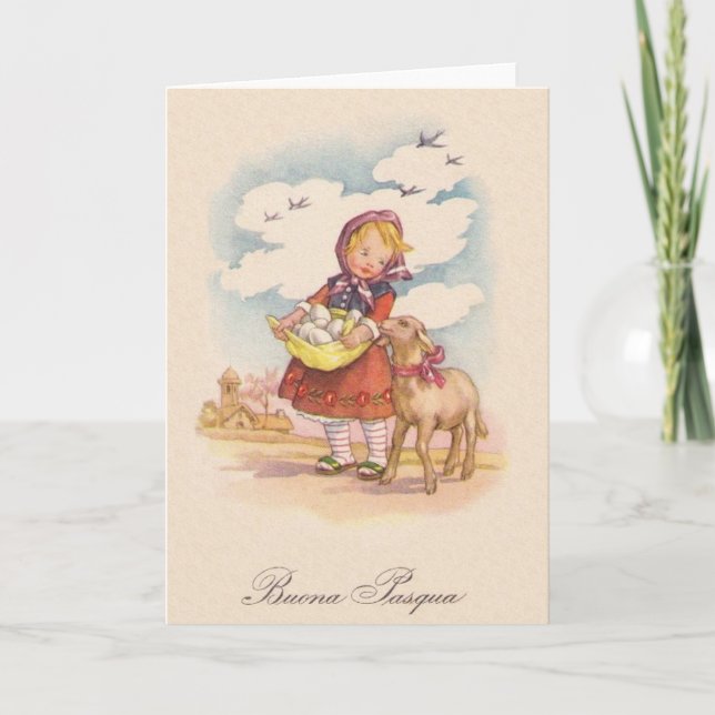 Tarjeta italiana vintage Buona Pasqua Easter (Anverso)