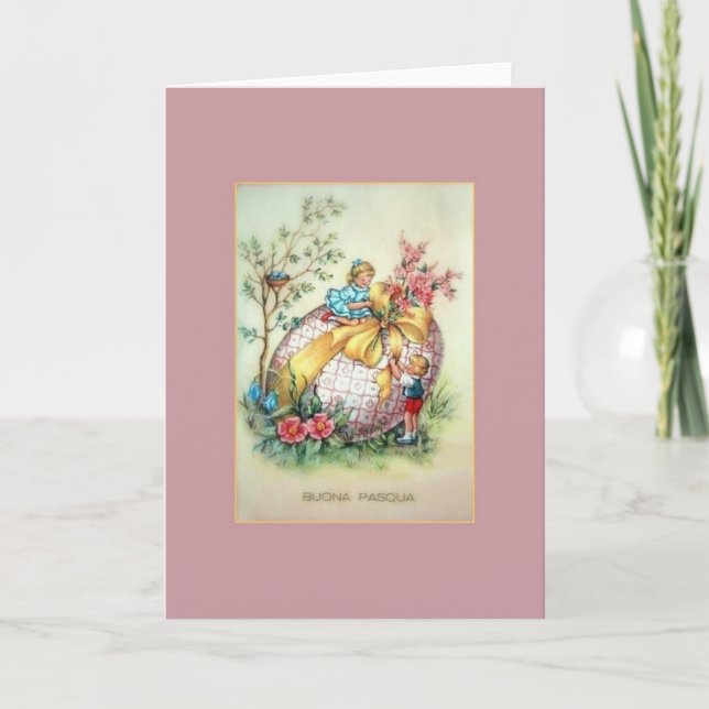 Tarjeta italiana vintage Buona Pasqua Easter (Anverso)