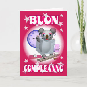 Tarjeta Italiano Feliz Cumpleaños-Buon Compleanno -Koala