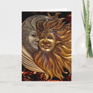 Tarjeta Italiano Sun y máscaras de Carnaval de la luna