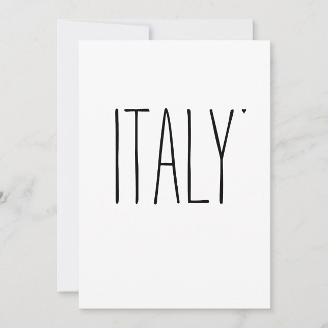 Tarjeta Italy - minimalistic typography card (Anverso)
