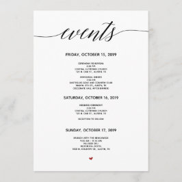 Tarjeta Itineraria Boda de caligrafía simple y ele