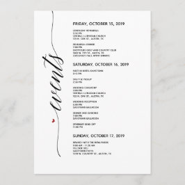 Tarjeta Itineraria Boda de caligrafía simple y ele