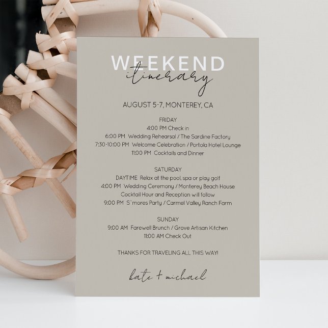 Tarjeta Itineraria Neutral Boda Weekend (Subido por el creador)