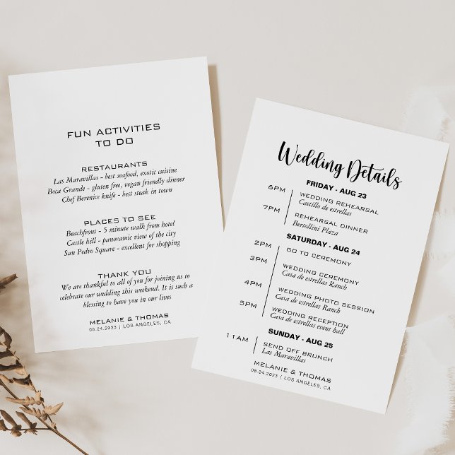 Tarjeta Itineraria simple de Boda de caligrafía fo (Subido por el creador)