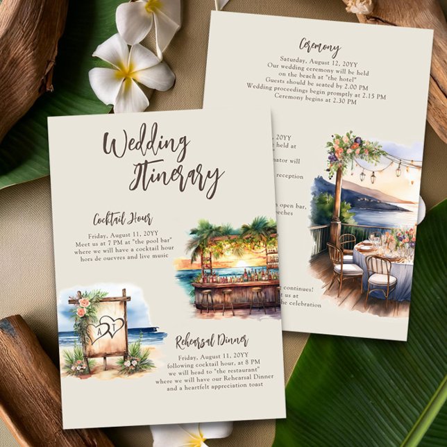 Tarjeta Itineraria Sunset Beach Wedding (Weekend Wedding Itinerary from the Sunset Beach Wedding Collection by Darling & May)