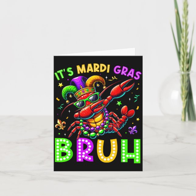 Tarjeta It's Mardi Gras Bruh Dabbing Crawfish Carnival Boy (Anverso)