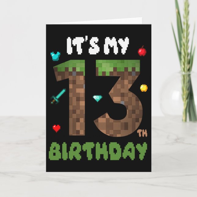 Tarjeta Its My 13th Birthday Funny 13 Yrs Old Video Gamer  (Anverso)