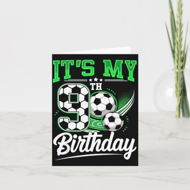 Tarjeta It's My 9th Birthday Boy Soccer Ball 9 Year Old Nu (Anverso)