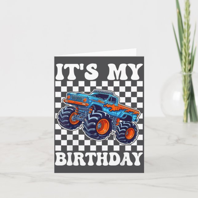 Tarjeta It's My Birthday Boy Monster Truck Bday Party Kids (Anverso)