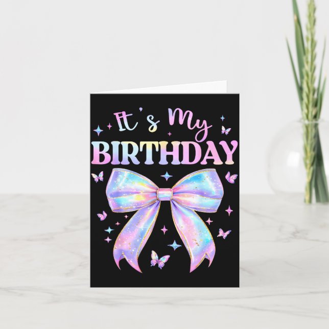 Tarjeta It's My Birthday Tie Dye Coquette Bow Butterfly Bi (Anverso)