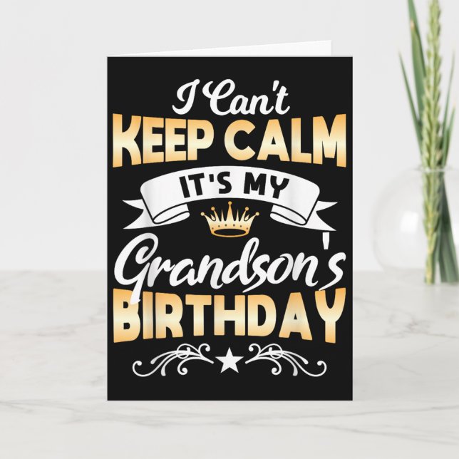 Tarjeta It's My Grandson's Birthday Shirt I Can't Keep Cal (Anverso)