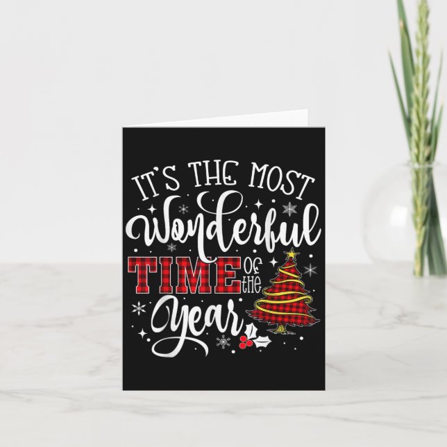 Tarjeta Its The Most Wonderful Time Of The Year Red Plaid  (Anverso)