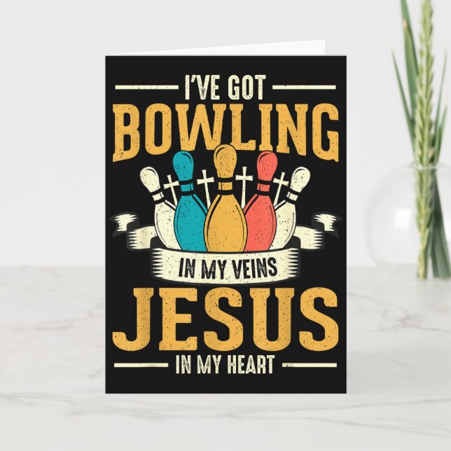 Tarjeta I've Got Bowling In My Veins Jesus In My Heart  (Anverso)