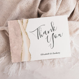 Tarjeta Ivory Gold Agate Boda Agradecimiento Plano