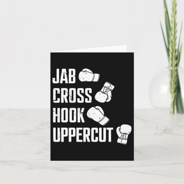 Tarjeta Jab Cross Hook Uppercut Boxer Workout Kickboxing (Anverso)
