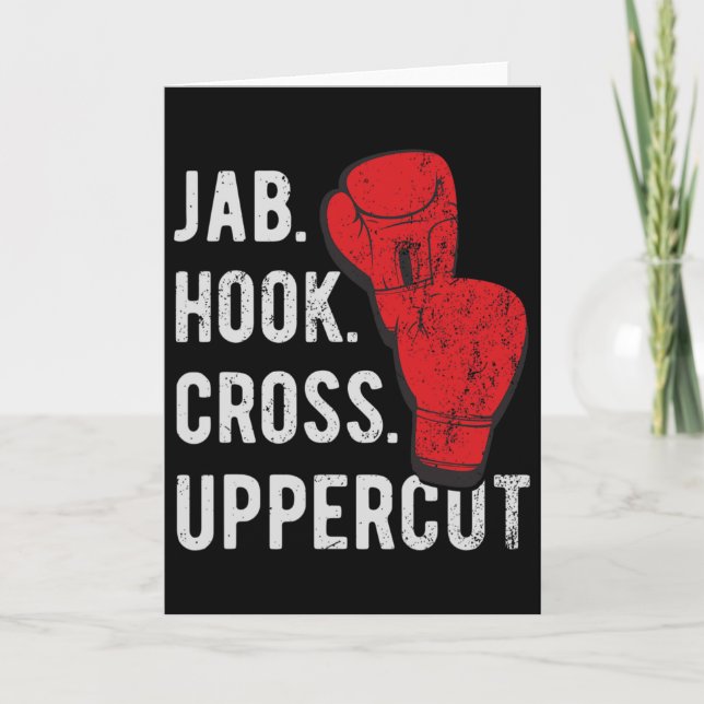 Tarjeta Jab, Hook, Cross, Uppercut - Kickboxing y Boxeo (Anverso)