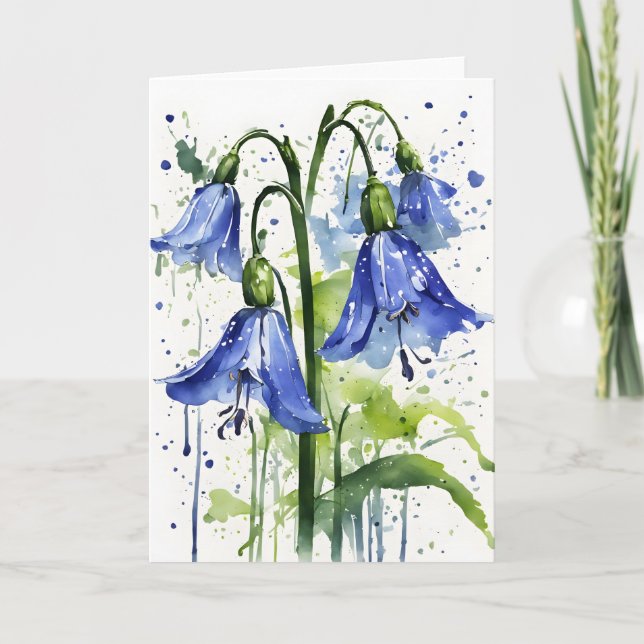 Tarjeta Jacinto de campanilla - Flores de acuarela (Anverso)