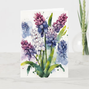 Tarjeta Jacinto - Flores de acuarela