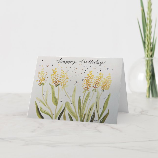 Tarjeta Jacintos amarillos de cumpleaños (Anverso)