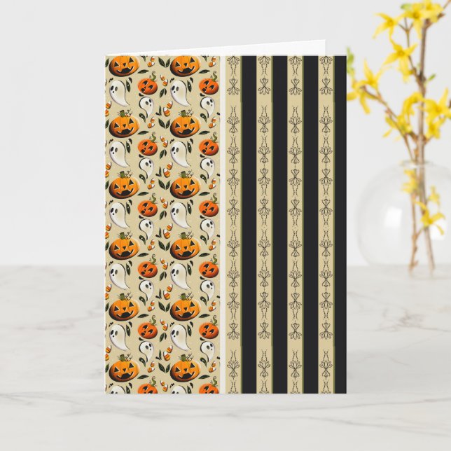 Tarjeta Jack-o-Ghost Franjas Amarillas (flor amarilla)