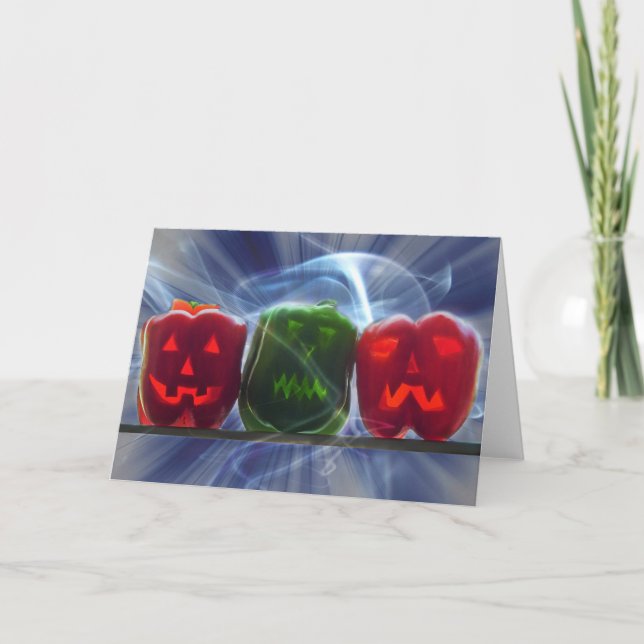 Tarjeta Jack O Lantern Bell Peppers (Anverso)