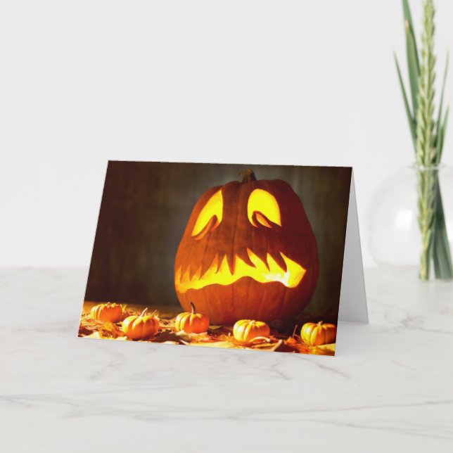 Tarjeta Jack-o-lantern de caray (Anverso)