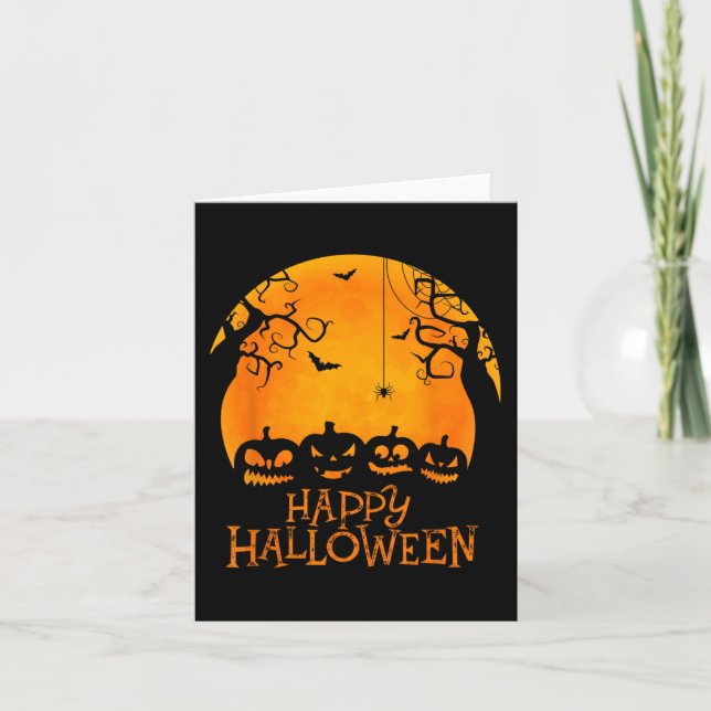 Tarjeta Jack O Lantern Face Happy Halloween (Anverso)