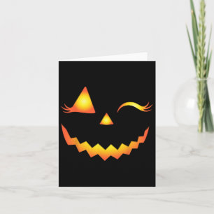Tarjeta Jack O Lantern Face Pumpkin Eyelashes Halloween Co