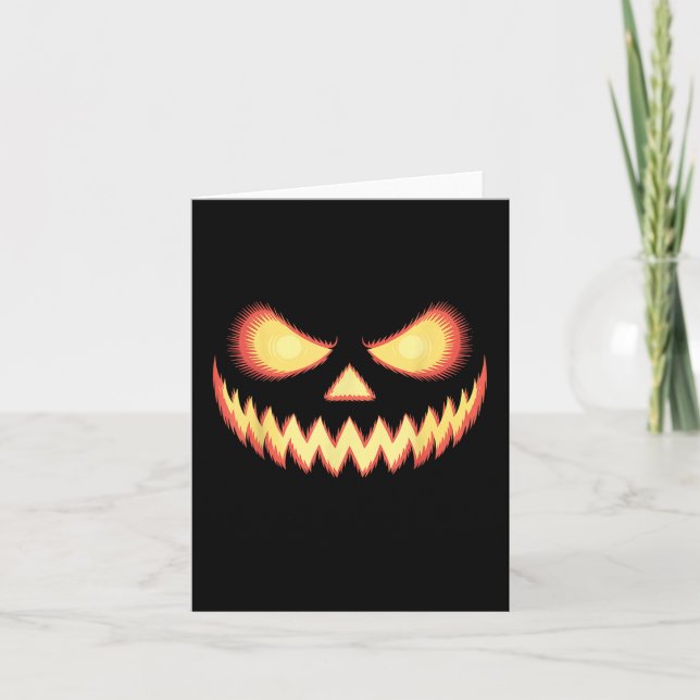 Tarjeta Jack O Lantern Scary Cared de calabaza tallada Hal (Anverso)