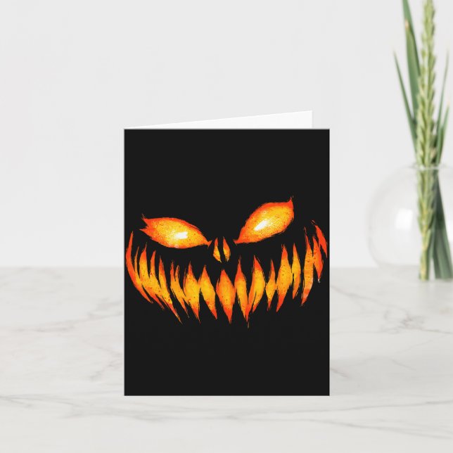 Tarjeta Jack O Lantern Y Carved Pumpkin Face Halloween Cos (Anverso)