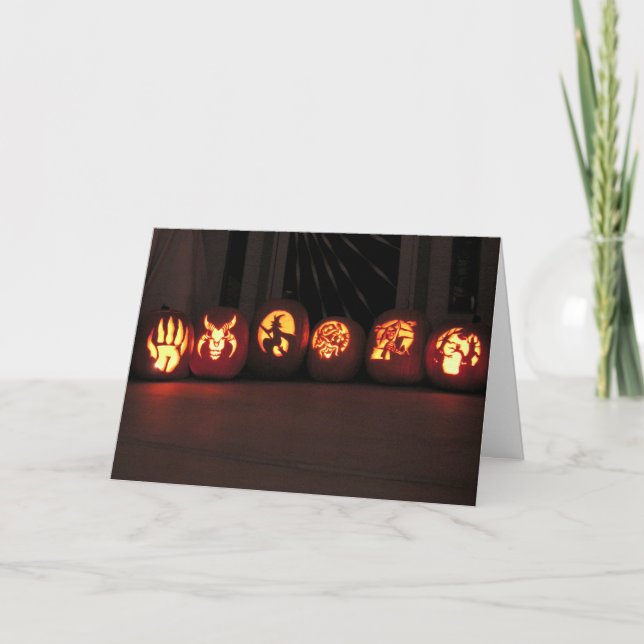 Tarjeta Jack-O-Lanterns de Halloween (Anverso)