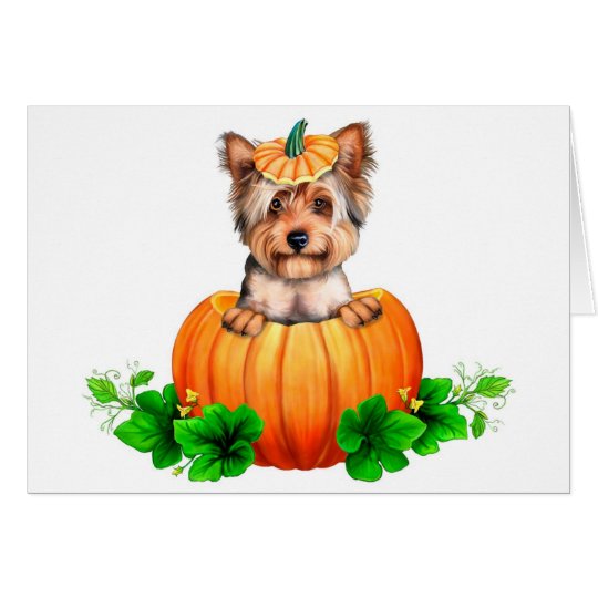 Tarjeta Jack-O-Linterna de Yorkshire Terrier Halloween