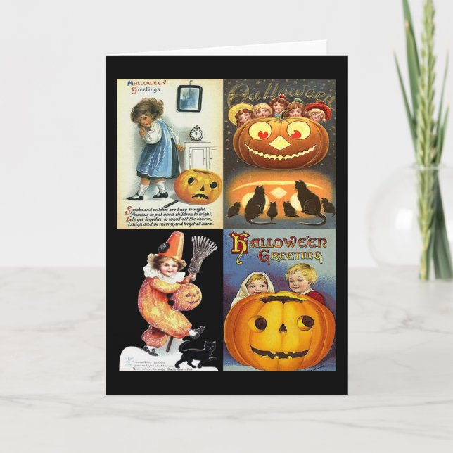 Tarjeta Jack o'Lantern con niños Montaje (Anverso)