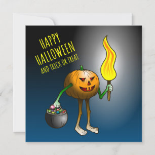 Tarjeta Jack O'lantern sale a pedir dulces o trucos