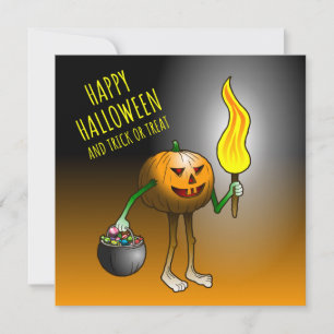 Tarjeta Jack O'lantern sale a pedir dulces o trucos