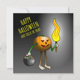 Tarjeta Jack O'lantern saliendo a pedir dulces