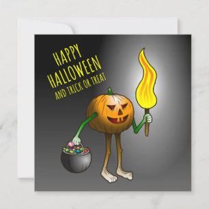 Tarjeta Jack O'lantern saliendo a pedir dulces