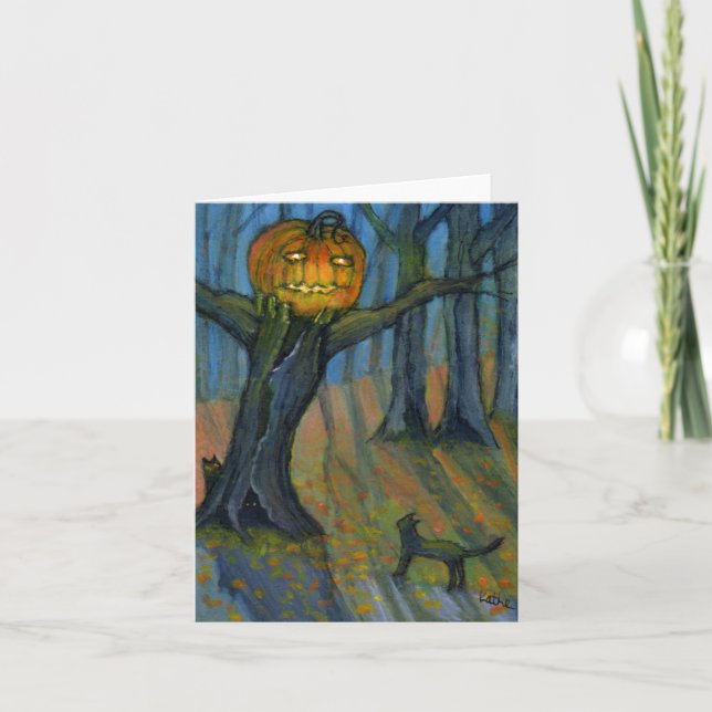 Tarjeta Jack O'Lantern Tree Scare Card (Anverso)