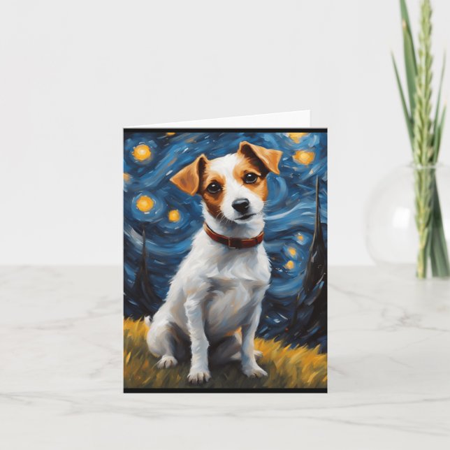 Tarjeta Jack Russel con collar estampa pintura  (Anverso)