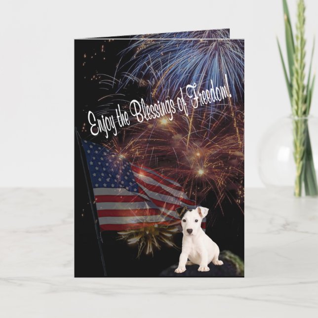 Tarjeta Jack Russell - Disfruta las bendiciones de la libe (Anverso)