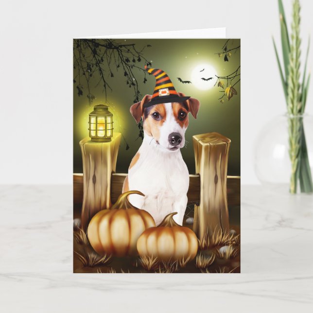 Tarjeta Jack Russell Dog con el estilo de regalo de Hallow (Anverso)
