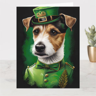 Tarjeta Jack Russell Dog con vestido de San Patricio