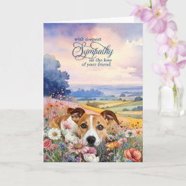 Tarjeta Jack Russell Dog with Wildflowers Pet Sympathy